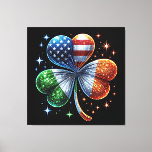 Irisch-Amerikanische Flagge ST. PATRICK'S DAY Leinwanddruck