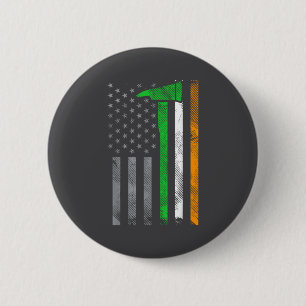 Irisch Amerikanische US-Flagge Feuerwehrmann Axt F Button