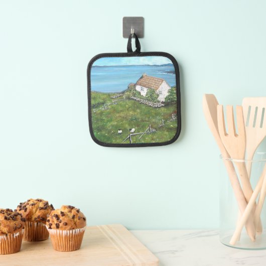 Irisch, Cottage, Schafe, Irland  Topflappen (Insitu (Hängend))