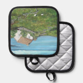 Irisch, Cottage, Schafe, Irland  Topflappen (Vorderseite/Rückseite)