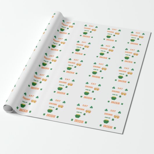 irisch essen und Bier trinken Geschenkpapier (Ungerollt)