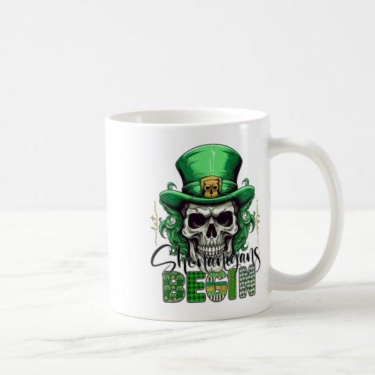 Irisch Grün Lass Die Shenanigans Beginnen Retro St Kaffeetasse (Rechts)