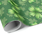 Irisch Grün Vierblattklee Geschenkpapier (Rolleneckpunkt)