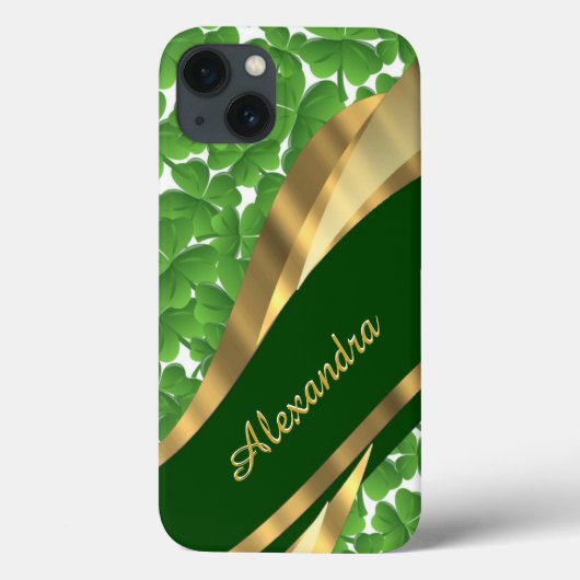 Irisch-grünes Kleeblatt personalisiert Case-Mate iPhone Hülle (Rückseite)