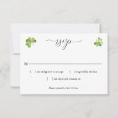 Irisch Hochzeit rsvp Green Kleeblatt Umschließungs Karte (Vorderseite)