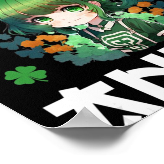 Irisch Ich schaute Anime St Patrick's Day Anime Poster (Ecke)