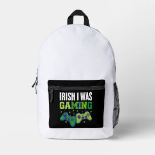 Irisch Ich war Gaming St Patricks Day Gamer Gesche Bedruckter Rucksack