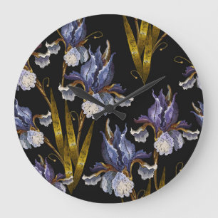 Irisch im Frühjahr: Stickerei Kunst aus der Renais Große Wanduhr