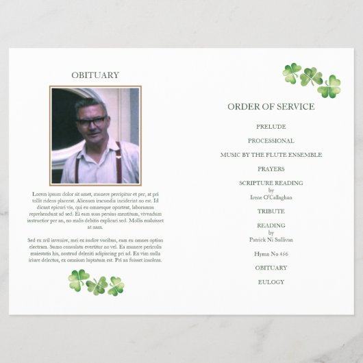 Irisch-katholisches Beerdigungsprogramm, Gedenkfei Flyer (Hinten)