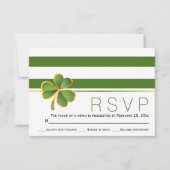 Irisch Klee grün, weiße Streifen Hochzeit RSVP (Vorderseite)