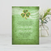 Irisch Kleeblatt grün Saint Patrick's Day Hochzeit Einladung (Stehend Vorderseite)