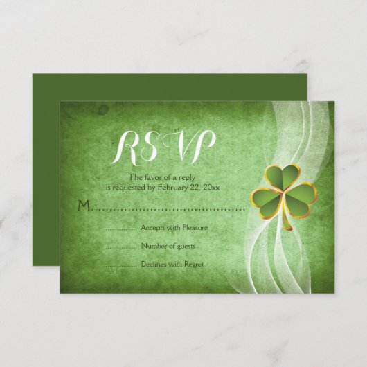Irisch Kleeblatt grün St. Patrick's Day Hochzeit R RSVP Karte (Vorne/Hinten)