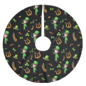 Irisch-Kobelgrün und goldenes Muster schwarz Polyester Weihnachtsbaumdecke (Vorderseite)