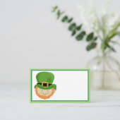 Irisch-Kobold mit vierblättriges Kleeblatt Visitenkarte (Stehend Vorderseite)