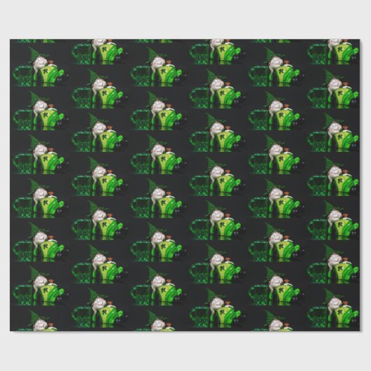 Irisch Leprechaun und Grünes Bier Geschenkpapier (Flach)