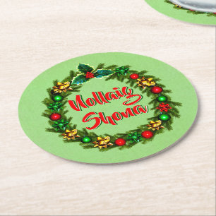 Irisch Nollaig Shona Frohe Weihnachten Runder Pappuntersetzer