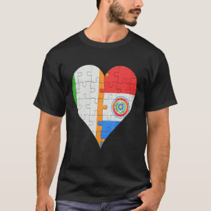 Irisch-Paraguayische Flagge Herz T-Shirt