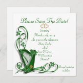 Irisch Save the Date für Hochzeit, Harp (Vorne/Hinten)