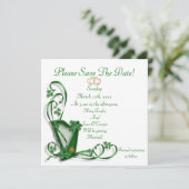 Irisch Save the Date für Hochzeit, Harp (Stehend Vorderseite)
