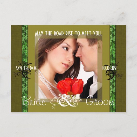 Irisch Save the Date mit Ihrem Foto Ankündigungspostkarte (Vorderseite)