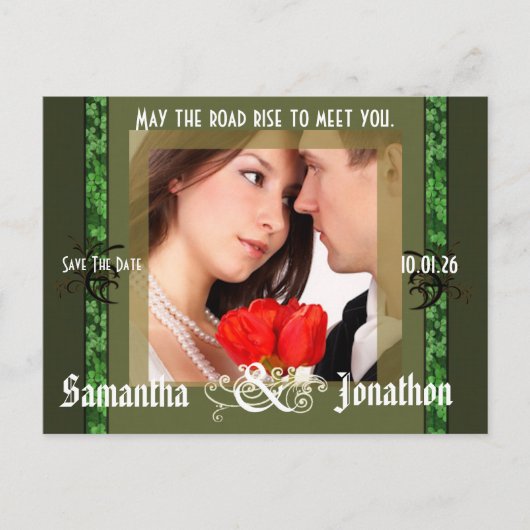 Irisch Save the Date mit Ihrem Foto Ankündigungspostkarte (Vorderseite)