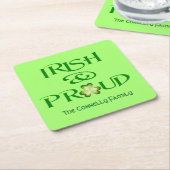 Irisch und Proud Kleeblatt Personalisiert Rechteckiger Pappuntersetzer (angewinkelt)