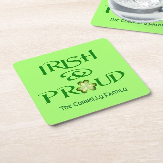Irisch und Proud Kleeblatt Personalisiert Rechteckiger Pappuntersetzer (angewinkelt)