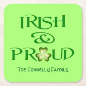 Irisch und Proud Kleeblatt Personalisiert Rechteckiger Pappuntersetzer (Vorderseite)