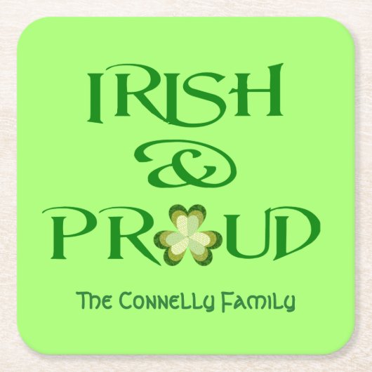 Irisch und Proud Kleeblatt Personalisiert Rechteckiger Pappuntersetzer (Vorderseite)