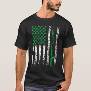 Irisch US Amerikanische Flagge Angeln Fisch St Pat T-Shirt
