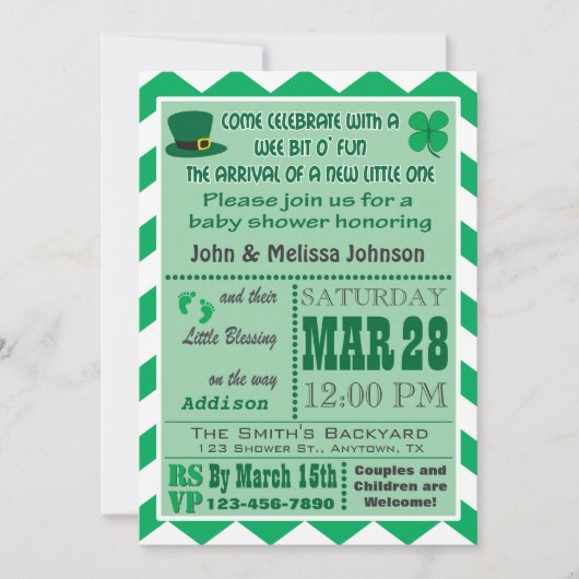 Irische Babyparty-Einladung Einladung (Vorderseite)