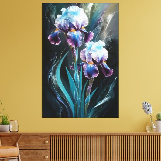 *~* Irische blaue Blume Künstlerisch Iris Malerei Leinwanddruck (Insitu (Wohnzimmer))