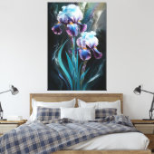 *~* Irische blaue Blume Künstlerisch Iris Malerei  Leinwanddruck (Insitu (Schlafzimmer))