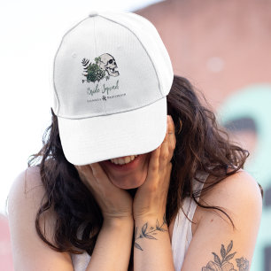 Irische Braut-Squad Gothic Green Totenkopf & Rosen Truckerkappe