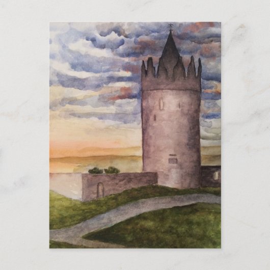 Irische Burg und Landschaft Aquarell Postkarte (Vorderseite)