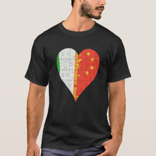 Irische chinesische Flagge Herz T-Shirt