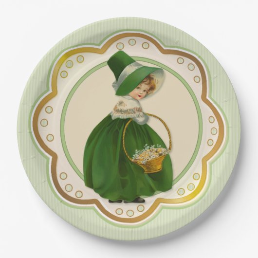 Irische Colleen und Korb Pappteller (Vorderseite)
