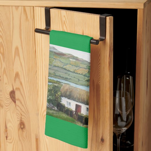 Irische Cottage-Landschaft-Küchenhandtuch Geschirrtuch (Drittel gefaltet)