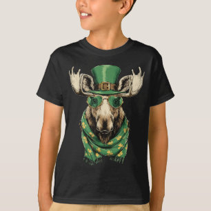 Irische Elche mit Herzen Sonnenbrille Kleeblätter  T-Shirt
