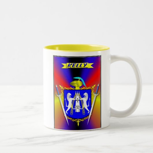 IRISCHE FAMILIEN-HERALDISCHES SCHILD UND WAPPEN ZWEIFARBIGE TASSE (Rechts)