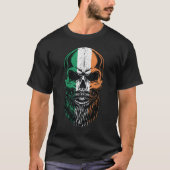 irische Flag-St. Patricks Day "Bearted Skull Head" T-Shirt (Vorderseite)
