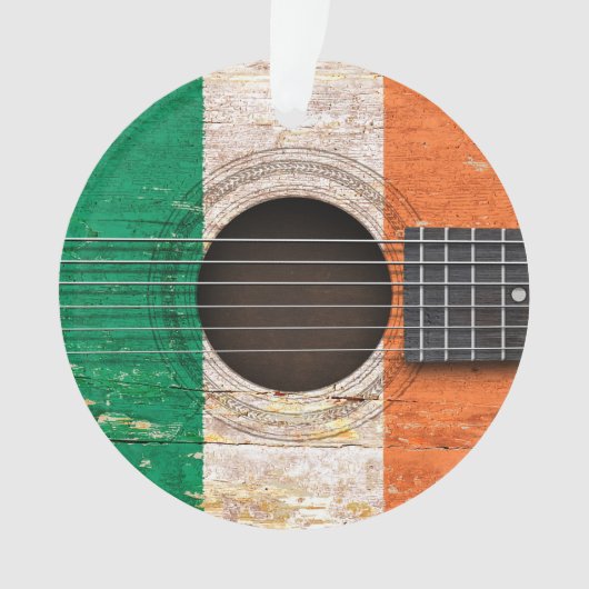 Irische Flagge auf alter Akustikgitarre Ornament (Vorderseite)