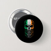 Irische Flagge Bärtiger Totenkopf St. Patrick's Da Button (Vorne & Hinten)