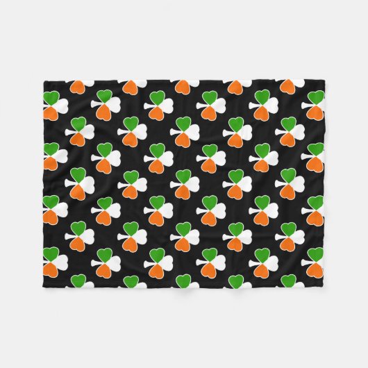 Irische Flagge des Kleeblatt-Muster-| Fleecedecke (Vorderseite (Horizontal))