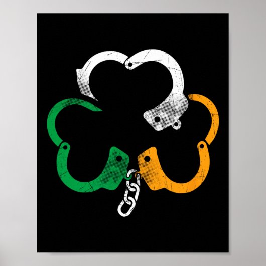 Irische Flagge Handschellen Shamrock Polizei St. P Poster (Vorne)