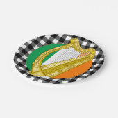 Irische Flagge, Harfe, Büffel, kariert und irische Pappteller (Schrägansicht)