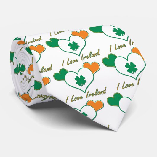 Irische Flagge mit Herz Krawatte (Gerollt)