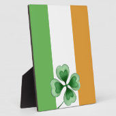 irische Flagge mit Kleeblatt Fotoplatte (Seite)