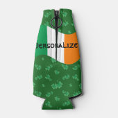 Irische Flagge mit Kleeblättern Flaschenkühler (Rückseite)
