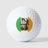Irische Flagge mit Vintager Harfe und Individuelle Golfball (Vorderseite)